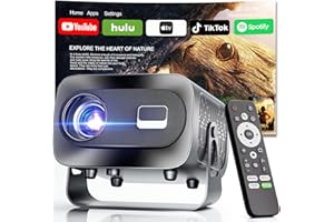 ZENTALITY [App Intégrée] Vidéoprojecteur 1080P 4K Supporte Mini Projecteur Home Cinéma Projecteur Video Supporté pour Correction Trapézoïdale Automatique, Android TV BT5.1 360° Rotation, TV Stick/avec HDMI,