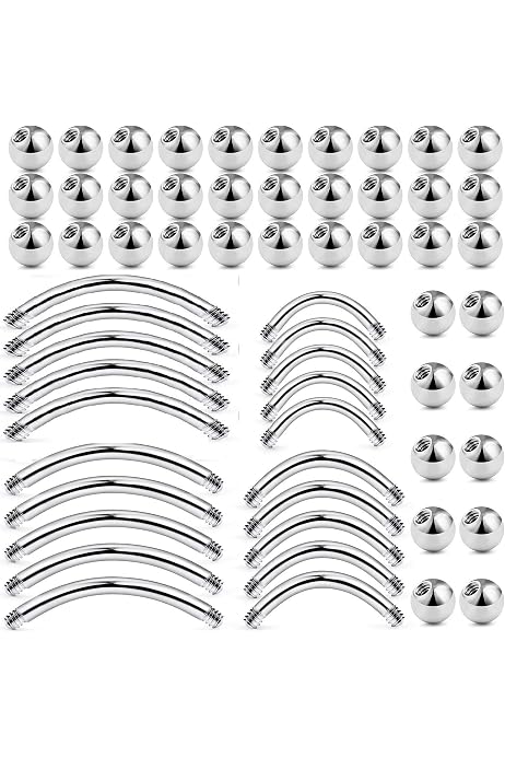 Banane Piercing Acier Chirurgical 316L - 2 Boules - Courbe Pour Sourcil, Intime, Oreille