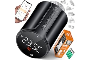 ‎KESSER KESSER® Heizkörperthermostat WiFi Heizungsregler | Heizungsthermostat WLAN mit Smart Home App Steuerung | Thermostat Alexa, Google Assistant mit 6 Heizkörperventilen | Energie & Kosten sparen