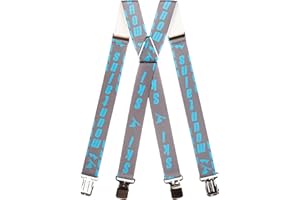 Olata Adjustable Ski Salopette Braces/Suspenders (Grey/Blue) - 4cm (Adult). X-Shape (Adjustable Centre)