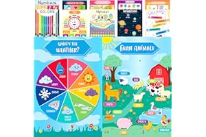 Youngever Confezione da 13 poster educativi laminati per bambini e bambini, poster didattici, poster per l'apprendimento, poster per l'insegnamento, poster dell'alfabeto ABC, con sistema solare (40,6