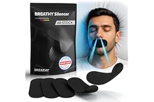 BREATHY Mundpflaster gegen schnarchen (60 Stück) - Zwei Monatsvorrat - optimaler Halt auch mit Bart - Mouth tape for sleeping - schnarchstopper anti schnarch schnarchen,schnarchpflaster no snoring