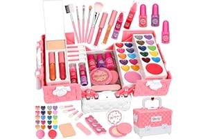 FLYBAY Kids Makeup Sets for Girls, Washable Childrens Make Up Set Girls Toys, Non-Toxic Makeup Set for Little Girls, Real Girls Makeup Set Christmas Birthday Gifts for 4 5 6 7 8 9 10 Year Old Girl