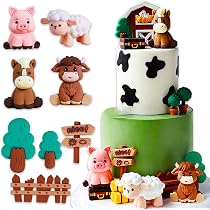 Bauernhof-Kuchenaufsätze Set - Mit Traktor, Kuh, Schwein, Huhn & Bäumen