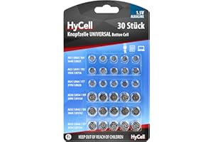 ANSMANN HyCell zestaw 30 baterii guzikowych alkalicznych/po 5 x LR621 LR736 LR626 LR1130 386A. LR1154 / Idealny do kluczyków samochodowych, sprzętu tan, zabawki, zegarków, pilota zdalnego sterowania itp.