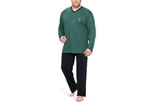 Moonline Plus Schlafanzug Herren lang übergroß aus Baumwolle