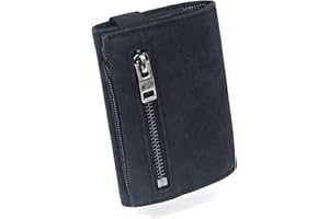 GUGGIARI portfel Slim Wallet z ochroną RFID na karty kredytowe - smukły portfel dla mężczyzn ze skóry PU, portfel z uchwytem na pęk kluczy, etui na karty, męski portfel, Schwarz, S