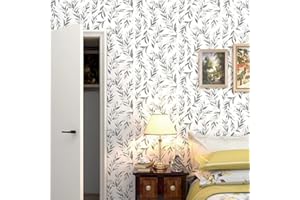 JOLIHOME Papier Peint Autocollant Noir à Effet Feuille Papier de Contact Peel and Stick Plastique Imperméable Avec dos Collant Sticker Mural Rouleau de Film Vinyle Amovible Couvrir 44.5x500cm