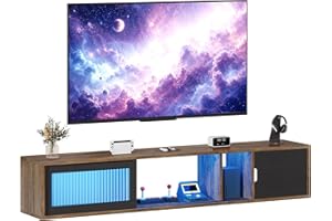 YITAHOME 148 cm Mueble TV Suspendido, Moderna Mueble de TV Flotante con Luz LED para televisores de hasta 65 Pulgadas con 22 Modos Luces Centro de Consola de Medios Entretenimiento con Puerta
