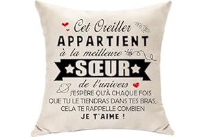 Hasodeo Housse de Coussin Décoration - Le Meilleure Sœur de l'Univers Cadeau Original pour Anniversaire, Fête des Mères, Remise des Diplômes, Fiançailles
