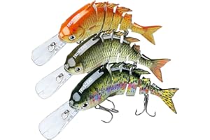 TRUSCEND Leurres de Pêche pour Eau Douce et Eau Salée, Swimbait Réaliste pour Bar, Truite, Crapet, Leurre de Pêche à L'achigan à Enfoncement Lent, Cadeaux de Pêche Incroyables pour Hommes