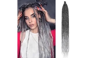 TGYHCJBY 10 Strähnen Dünne Dreadlock-Extensions 24 Zoll Graues weiches Häkel-SE-Dreads Reggae Style Synthetisches Flechthaar 0,6 cm Breite Loc-Extensions für Frauen Männer (SE 10 Strands, 1B/Gray)