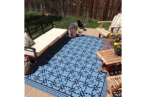 I LITTON Outdoor Rug for Patios Waterproof, 180 x 270 CM Camping Reversible Mat Large Patio Rus Reversible Plastic Straw Outdoor Rug for Garden Travel Panic Patios Beach Backyard Porch
