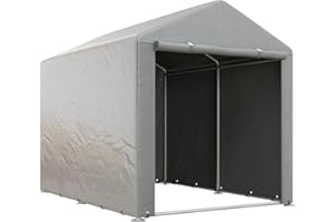 Outsunny Capanno Porta Attrezzi 1.6x2m Pieghevole, Tenda Garage per Bici e Moto con Copertura Anti-UV e Porta Larga, Grigio Chiaro