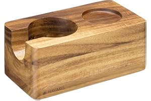 Navaris Soporte para prensador de café - Base de Madera de Acacia para Tamper de cafés de 51 mm - Accesorio para Prensa de cafetera - 17 x 9 x 7 cm