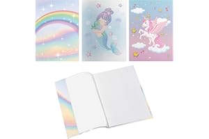 KEÏNELS 3 Copertine Quaderni A4 Colorate Bambina Unicorno Arcobaleno Sirenetta in PVC - Copertine per Quaderni Quadernoni Libri Scolastici Rigida con Alette - Copertina Quaderno A4 - Foderine Quaderni Bimba