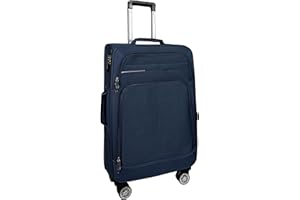 MY TRAVEL BAG Stoff Reisekoffer Trolley Erweiterbar mit Zwillingsrollen (M/L/XL/XXL oder 4er Set) Weichgepäck (Blau, Mittlerer Koffer (65cm))