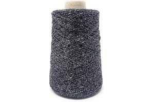CHICCA TUTTO MODA Rocca catenella Filato da Uncinetto o Ferri 250 gr - 850 mt glitterato per abbigliamento (Carbone)