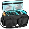 Saviour DJ Cable File Bag, Detachable Padded Bottom and Adjustable Dividers, Stores Music, Audio, and Visual Cabling, Portable Travel Storage and Studio Organization (Blue)