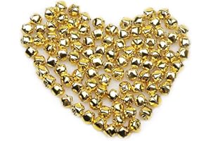 HUASUN Navidad Cascabeles 100pcs 13mm Cascabeles Coloridos Usado para Decoración Navideña DIY Guirnalda Gatos Cascabeles Paquete de Regalo Decoración de Festivales Navidad Regalo (Dorado)
