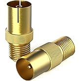 RedStar24 SAT Antenna Adapter - 2x F Female to Coaxial Male - Female (IEC) - Satellite Cable Adapter for TV, Receiver, Radio