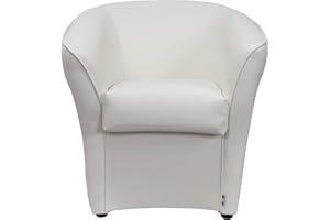 Totò Piccinni Poltrona POZZETTO Imbottita Artigianale in Ecopelle Design Made in Italy (Bianco)