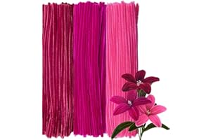 GUWINA 300 Piezas Limpiapipas Manualidades Rojo Pastel, 30 cm Largo y 8 mm Grosor, Set de Limpia Pipas Coloridos, Tallos Chenilla en 3 Colores para Flores DIY y Decoraciones Festivas