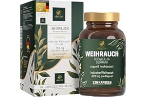 ‎VITACTIV NATURAL NUTRITION VITACTIV Weihrauch Boswellia Serrata - 120 Weihrauchkapseln - 1680 mg indischer Weihrauch Extrakt, 756 mg Boswelliasäuren - Hochdosiert, Natürlich, Vegan - Ayurvedische Kapseln, Laborgeprüft in DE