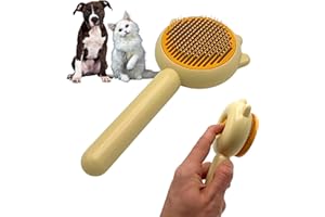EL ÁTICO PETS Brosse à poils pour Chiens. Brosse pour Chat. Épilateur pour Animaux de Compagnie. Peigne pour Chien. Nettoyage Facile et Rapide. Brosse à Poils pour Chien (Jaune)