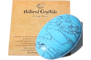 AWARDSEN 2.4" Turquoise Pierre Preciusee Grand Cristal de Pierre de Palme Polie Reiki Cristaux Pierre Gemme Inquiétude équilibre énergétique Soulagement du Stress Cadeau pour Femme