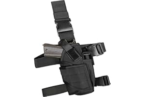 Peminkoo Funda de Pierna abatible, Funda táctica para Pistola de Muslo para diestros, arnés de Pierna con Bolsa para Cargador