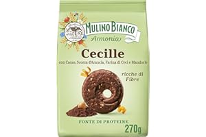 Mulino Bianco Cecille, Biscotti Frollini Senza Latte e Uova con Cacao, Scorza d'Arancia, Farina di Ceci e Mandorle, Ricche di Fibre, Fonte di Proteine, Confezione 270g