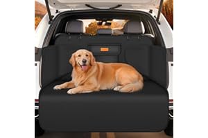 Looxmeer Funda Maletero Coche Perros Universal, Protector Antideslizante y Impermeable, con Protección Lateral, Cubierta Coche Antiarañazos Lavable para SUV Camión Sedán, Negro(Ligero)