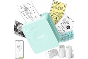Nelko PM230 Mini imprimante Thermique Portable avec 3 Rouleaux de Papier, Imprimante Thermique Mini Photo Printer sans Encre avec Plusieurs modèles pour téléphone et Tablette, Bureau, Maison, Vert