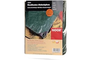 NOOR Sandpit Cover 150 x 150 cm – Waterproof Sandpit Tarpaulin with Eyelets and Loops – Outdoor Cover Protects Your Sandbox or Sand Shell from Leaves, Dirt and Rain