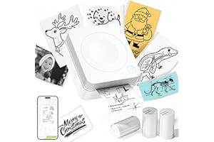 TYPONOS PM230 Sticker Printer, Inkless Portable Thermal Printer for Kids, Mini Print Pods for Phone Instant Sticker Maker, Gift for Study, Photos, White