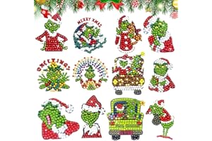LGZIN 12 Stück Diamond Painting Kinder, 5D DIY Aufkleber Weihnachten Kinder, Weihnachten Cartoon Diamond Painting für Kinder und Erwachsene Anfänger, Weihnachten Geschenk für Jungen Mädchen