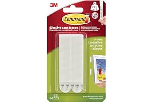 Command Languettes Accroches Tableaux Grand Modèle, 6 x 2 Languettes, Blanc - Fixation sans Dommage