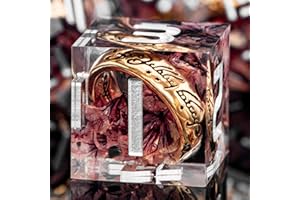 ORIFANTOU Magic Golden Ring DND Dice Set Sharp Edge Resin Dice with Case, Pink Flower Lord D and D Dice for use with D&D RPG Role Playing Games, Polyhedral Dice Set D20 D12 D10 D8 D6