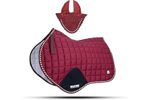 GALLOP SHOP Close Contact Tapis de selle pour saut à oreilles libres Bordeaux