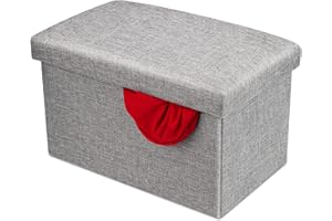 MUXItrabe Cassapanca Pieghevole 40x25x25CM Pouf Poggiapiedi con Contenitore Portaoggetti Multifunzione panca in tessuto per Sala per Camera da Letto Corridoio(Grigio Scuro)