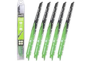 WORKPRO Lame per Sega, Set di lame per sega professionale per legno da 5 Pezzi, 230mm, Ampia applicazioni, Compatibile con la maggior parte delle seghe alternative, con Scatola di Plastica