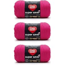 Red Heart Super Saver Garn – 3 Knäuel Petal Pink, Acryl, 4 Medium, Je 198 G / 360 M