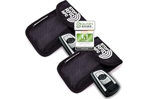 MakakaOnTheRun Autoschlüssel Hülle - Keyless Go Schutz Autoschlüssel Hülle mit 2 RFID Schutz Fächern. Autoschlüssel Schutz Keyless/Autoschlüssel Tasche für alle KFZ aus EU, Asien & Amerika