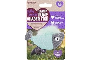 Rosewood Jolly Moggy Catnip Tune Chaser Fish - Interactive Cat Toy with Motion-Activated Sounds and Catnip for Stimulating Play and Entertainment
