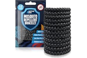 Active Era Mosquito Repellent Bracelet [12 Pack], Insect Midge & Mosquito Bands - Powerful DEET Free Formula - Waterproof with 250 Hours / 10 Days of Protection (Black - 12 Pack)