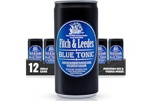 Fitch & Leedes Blue Tonic Mixer for Spirits & Cocktails (12 x 200ml) – The Ideal Partner for London Dry, Citrus, Infused, and Botanical Gins, with a Striking Blue Hue for Distinguished Cocktails