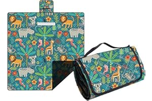 Hayisugal Picknickdecke Sandfrei Stranddecke Wasserdicht Campingdecke Waschbar Strandunterlage Tragbare Picknickdecke Soft für Strand,Picknick,Wandern,Reisen, Regenwald Tiere, 200 x 200 cm