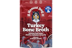 THE HONEST DOG CO Honest Dog Co. Bone Broth for Dogs and Cats (200 Grams, 30+ Servings) - High in Collagen Protein - Turkey Bone Broth Powder for Dogs - Dog and Cat Food Topper for Dry Food - Makes Gravy Granules