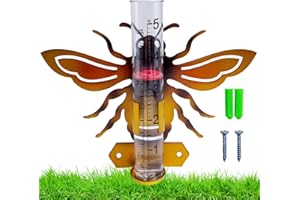 QMCAHCE Rain Gauge, Cute Animal Glass rain Gauge with Buoy, Upgrade Glass Rain Gauge, Detachable Rain Gauge with Stake for Yard, Garden, Deck, Lawn, Patio(Bee)